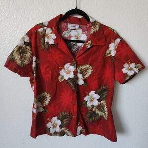 Pacific Legend Women's Red Hawaiian Shirt Size Xlarge
